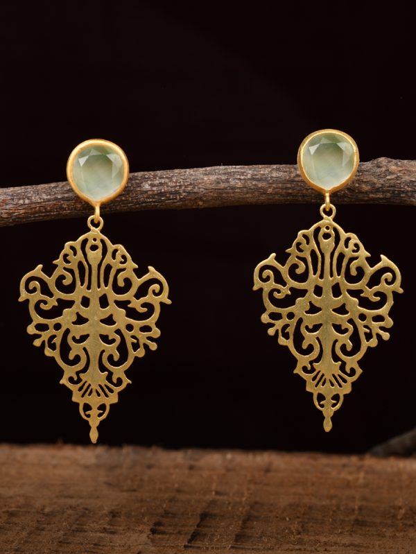 Latest stylish Fashionable High Quality Black onyx stoneTextured Work Drops & Danglers.