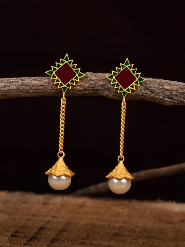 Fancy party wear enameled with Red & Green Colour Drops & Danglers.