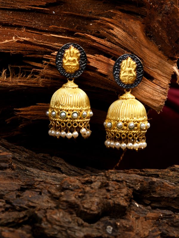 Indian antique style earring with texture dome shaped Jhumki Earring.
