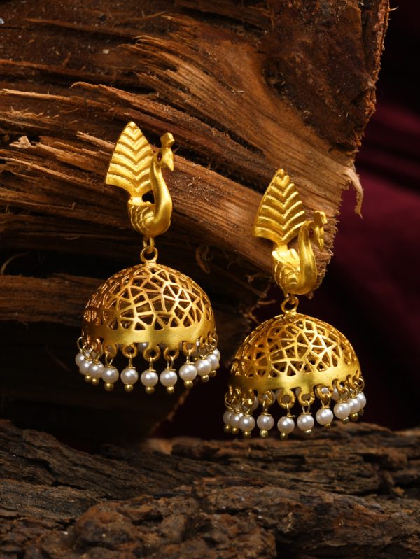 Peacock theme jhumka earring with pearls , Grab now!!