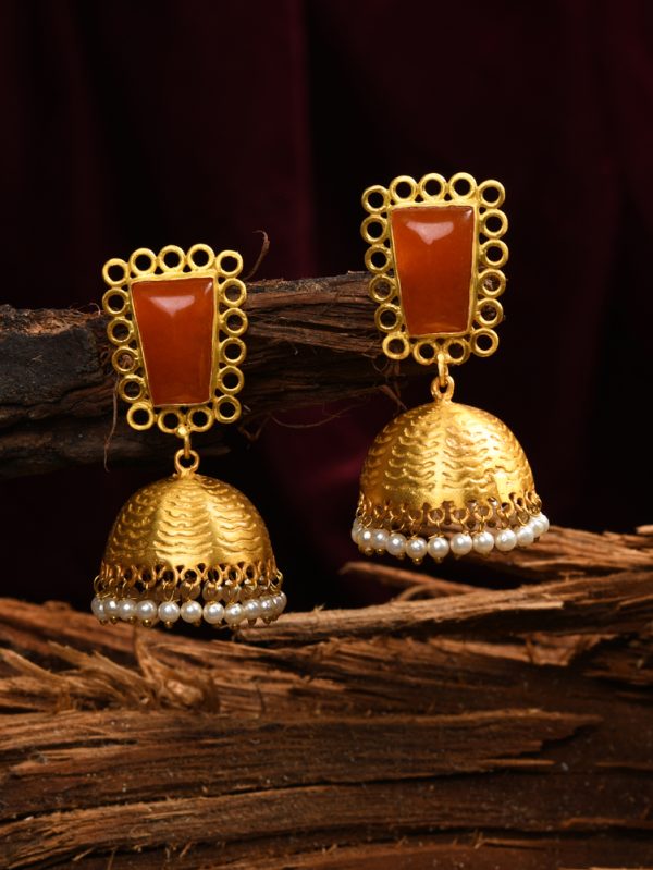 Absolutely happy to share gorgeous Orange stone with jhumka styled.