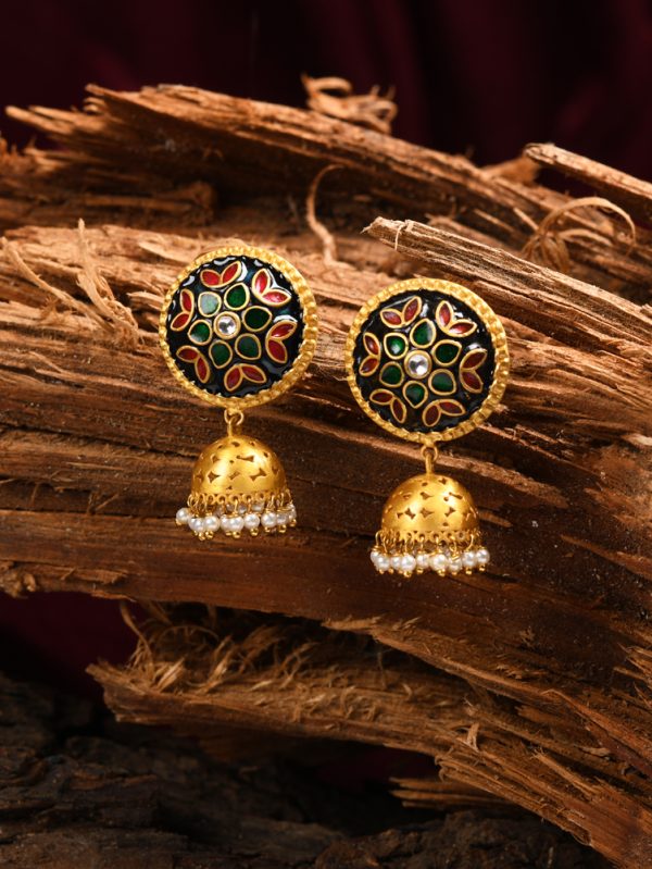 Beautiful high quality gold plated enamel kundan polki & pearls charms design.