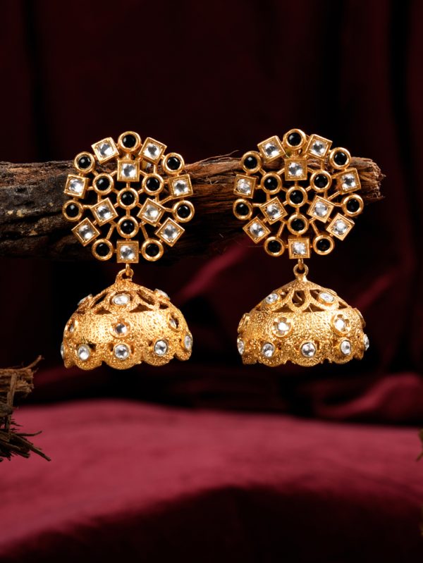 flabbergasting Earring with black onyx & polki .