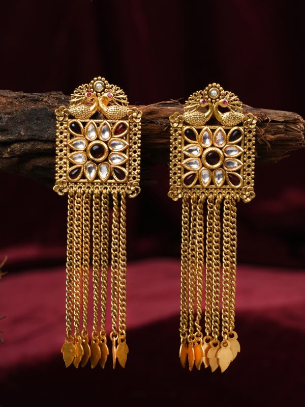 Peacock & floral look with red colour stone & polki making it glistening.