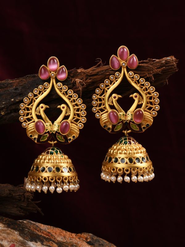 High quality gold plated inspired peacock theme earring with enameling make it perfect.