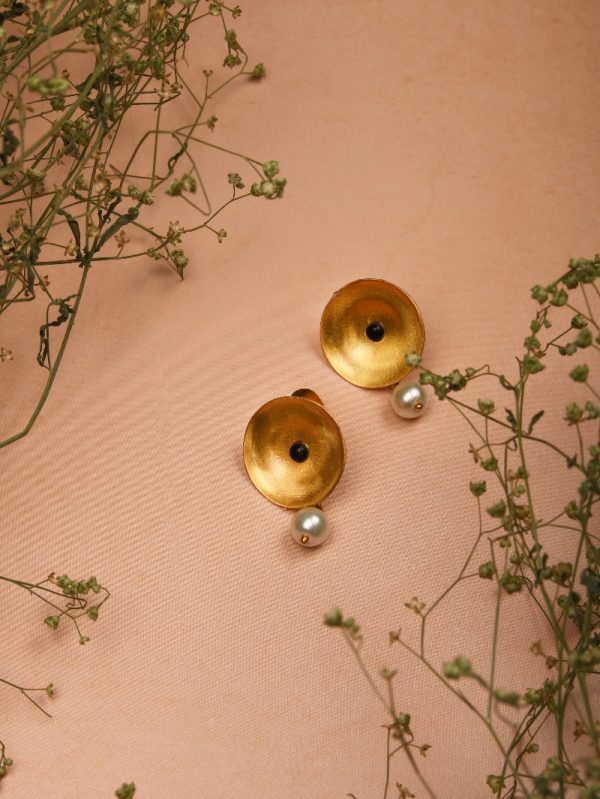 Gold plated fresh vibes & modern soft lookwith enhanced by Red tourmaline Stone  Stud Earring.