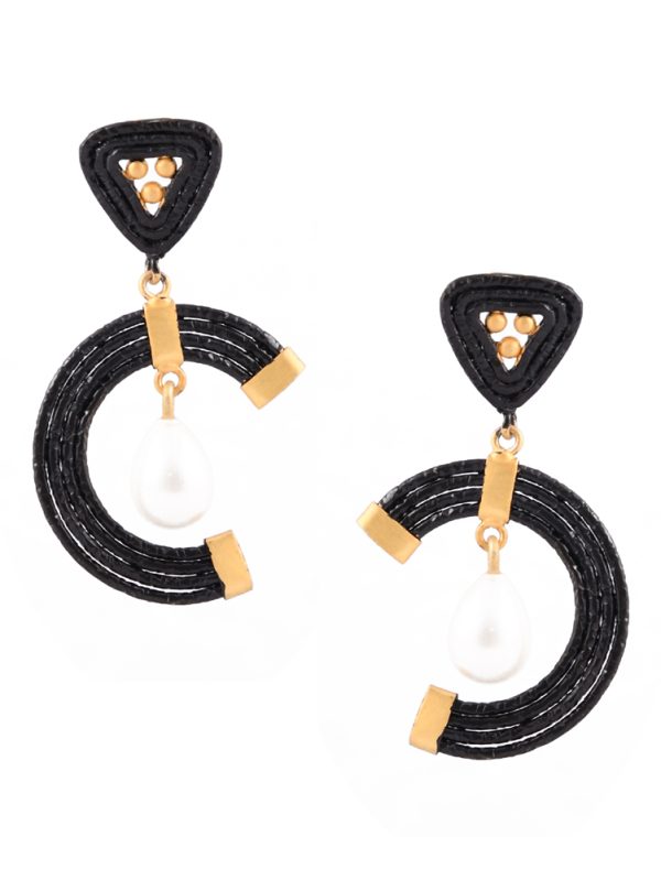 Dangle Gold Plated with White Rhodium Style with Fresh Water Pearls Drop.
