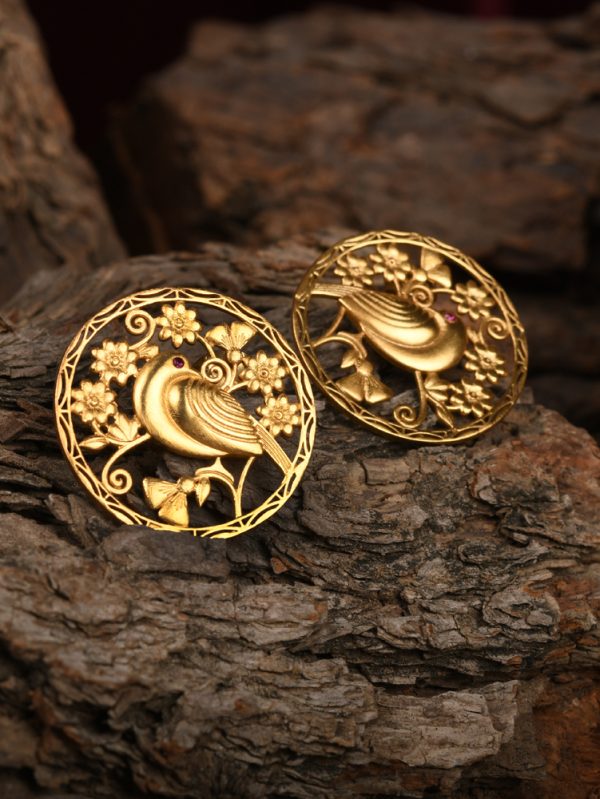 Attractive and Antique look of a Stud Earrings with Flower and Birds.