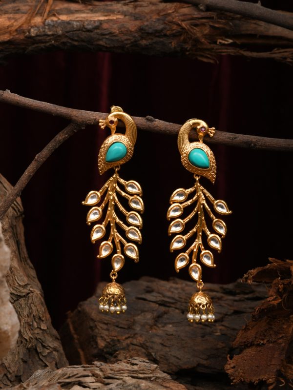 Finest Earrings Styled with Peacock and Paisley look Feather.