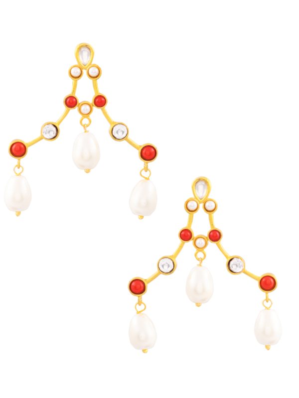 Timeless Earrings with Red Stone and Polki that never go out of style.