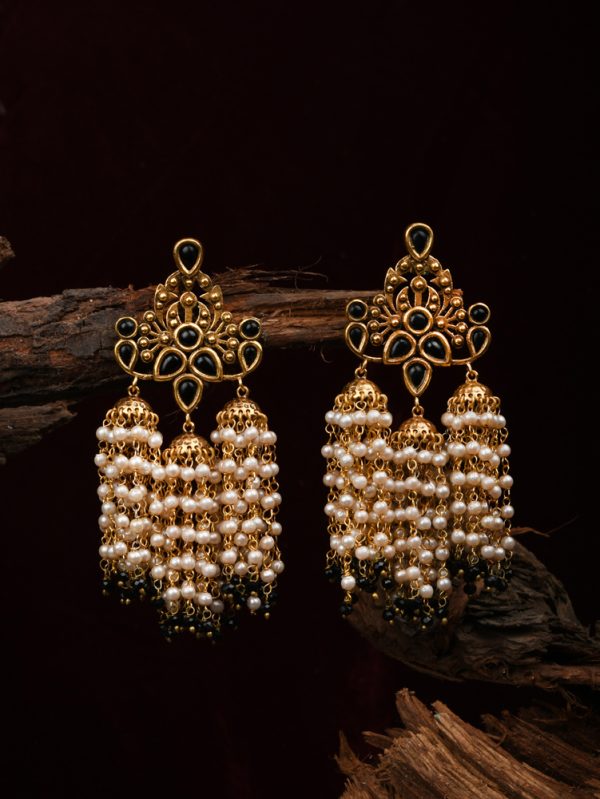 Perfect tassel with Jhumka Earrings with black Onyx Stone.