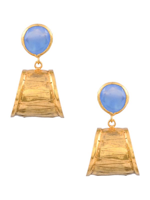 Everlasting Design with Blue Stone in Gold Textured Red look.