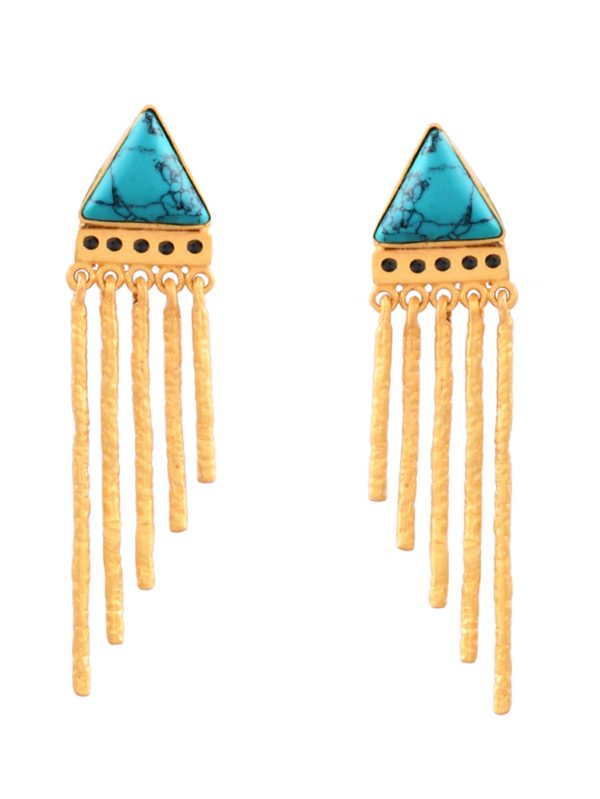 Earrings is handCrafted with Turquoise Stone to enrich jewel.
