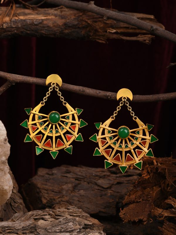 Studded Stones with ChandBali look and Green and Red Stones.