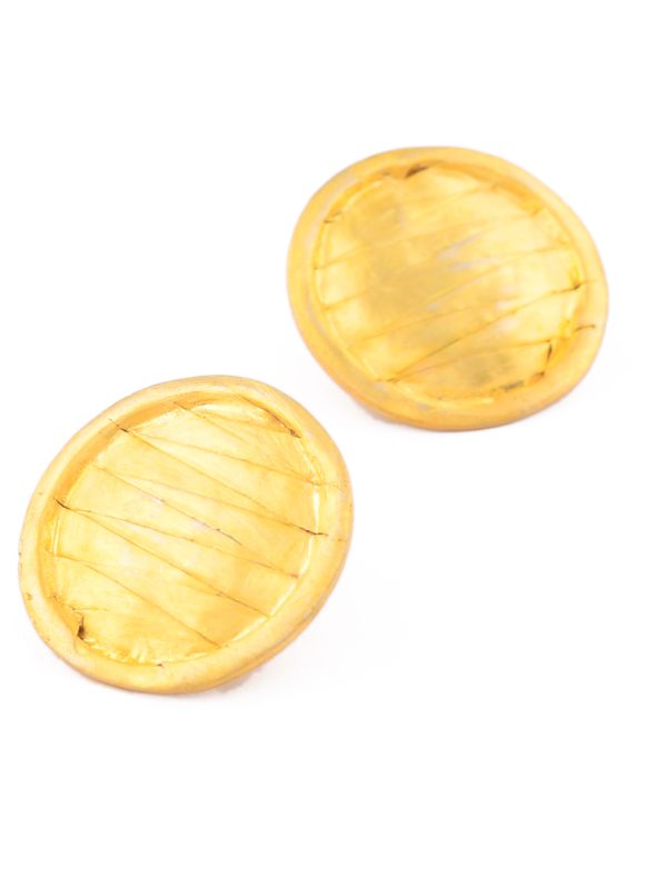 Textured Red and Gold Plated Round Earrings adds grace to Festival.
