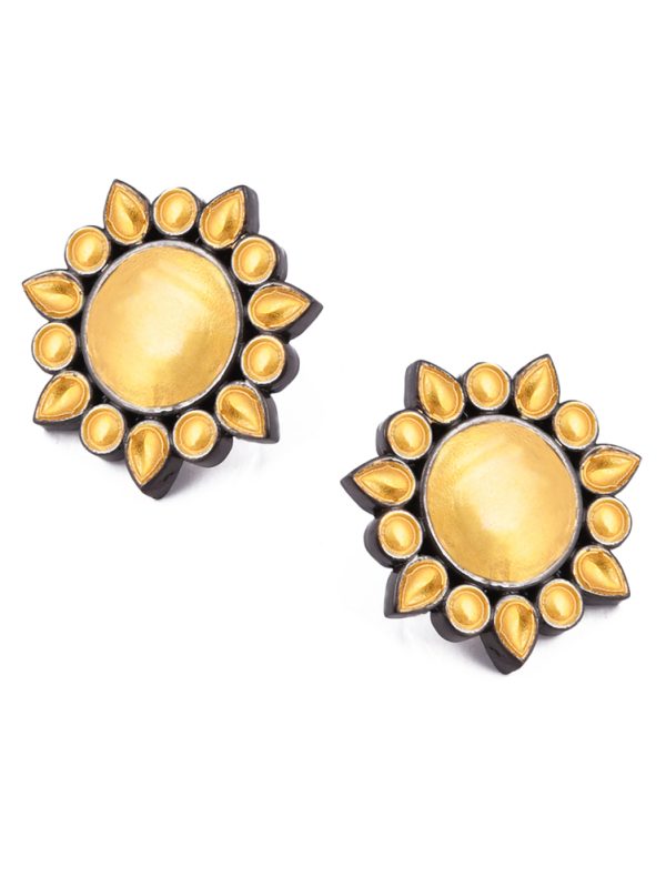 Gold Plated Two tone Round Oval Pear  New Piercing Pakistani Indian US 18k Matte Women Gift Partywear Stud Earrings.