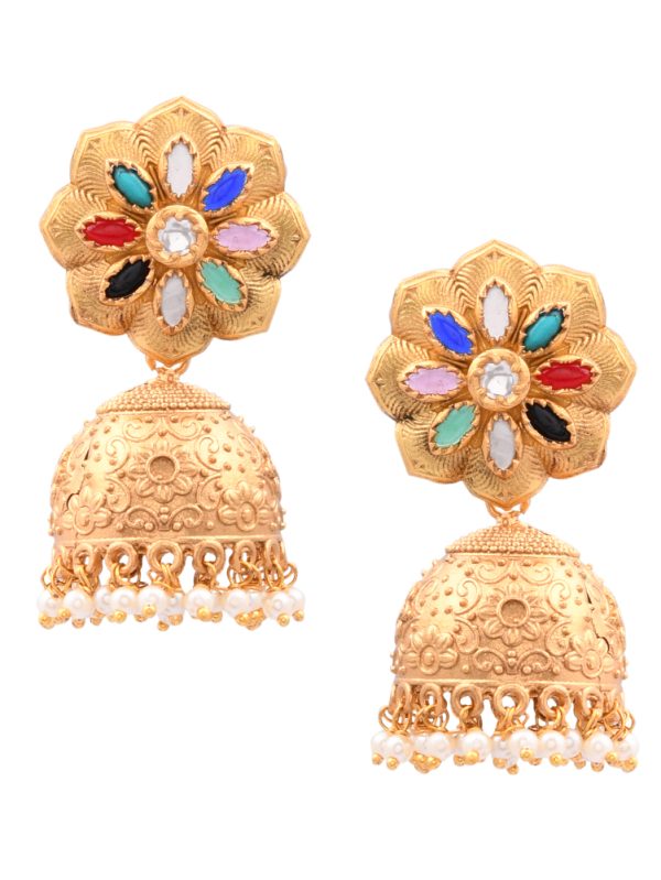 CELEBRATE YOUR FESTIVAL WITH FLOWER STYLING EARRINGS IN JHUMKA PATTERN