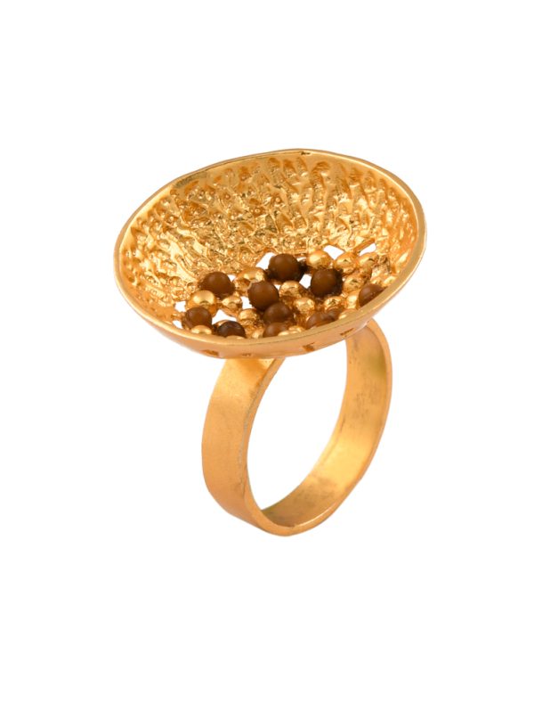 Fusion modern with pearls & golden balls connectivity with curve ring.