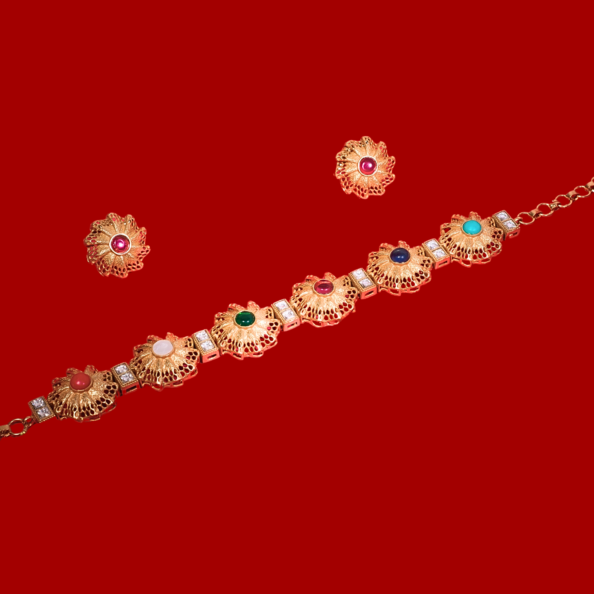Royal Heritage Floral Necklace Set - Image 3