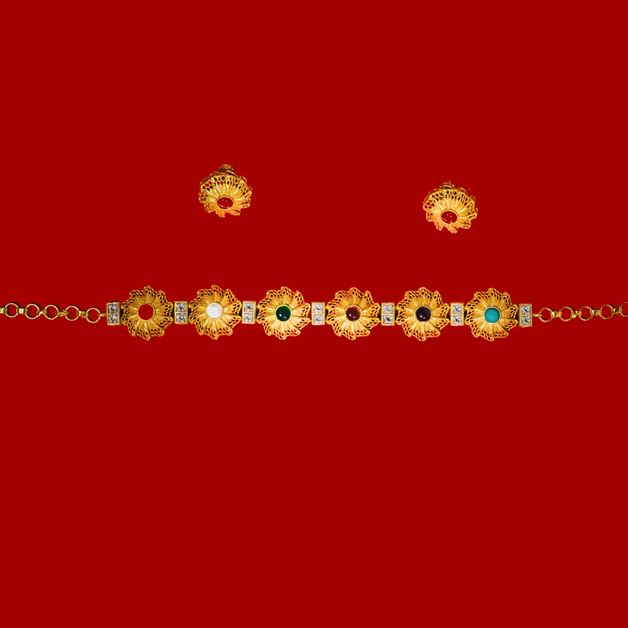 Royal Heritage Floral Necklace Set - Image 4