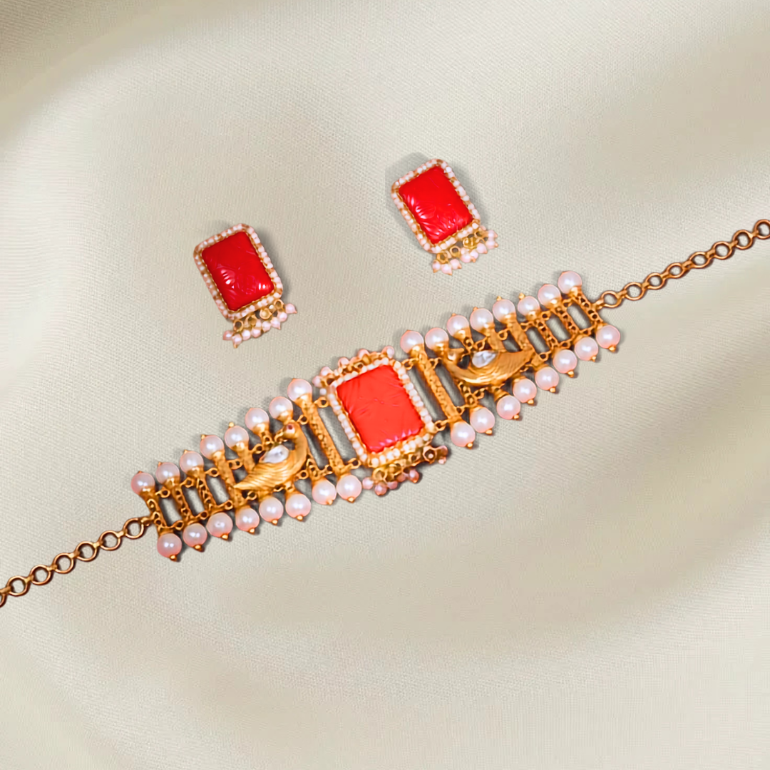 Noor-e-Gul Heritage Pearl Choker Set - Image 3